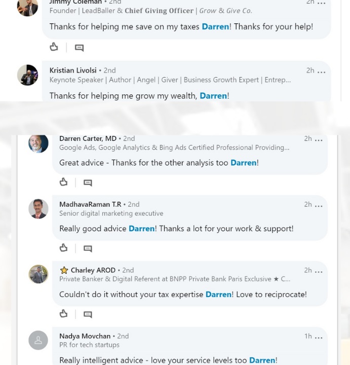 tax return testimonials